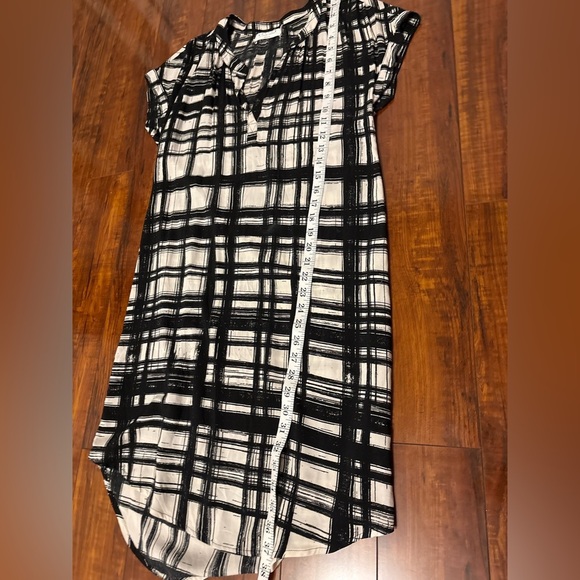 Velvet by Graham & Spencer Black White Plaid Tunic Dress Shirt Dress Belted xs - Picture 14 of 16